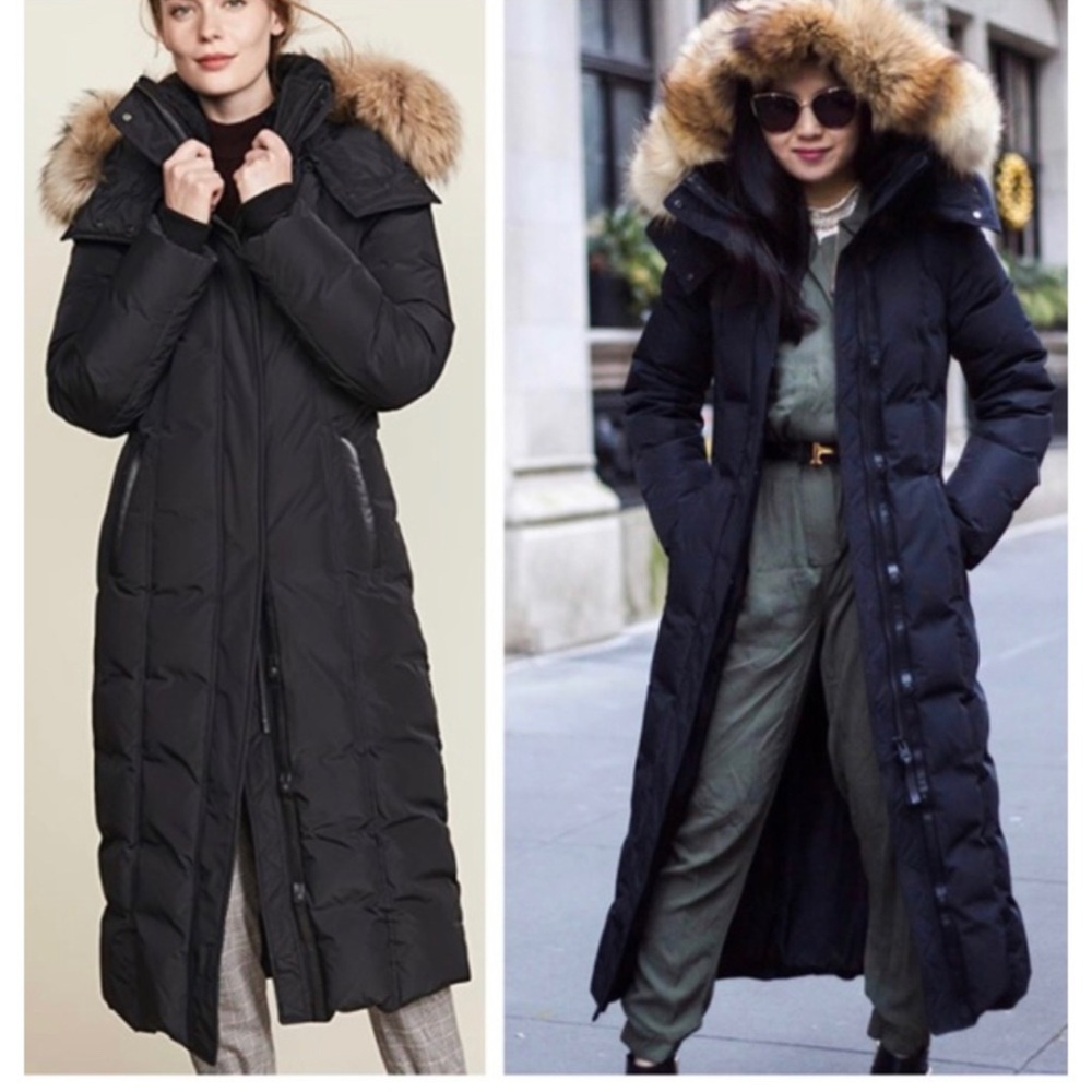 Mackage Long Down Coat with Genuine Coyote Fur & Shearling Trim